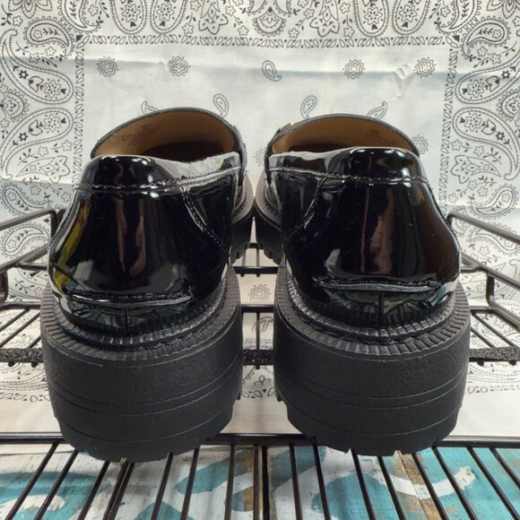 NEW Sam Edelman Laurs Loafer Womens Sz 6.5M Black Patent Leather Slip On Shoes - Picture 7 of 10